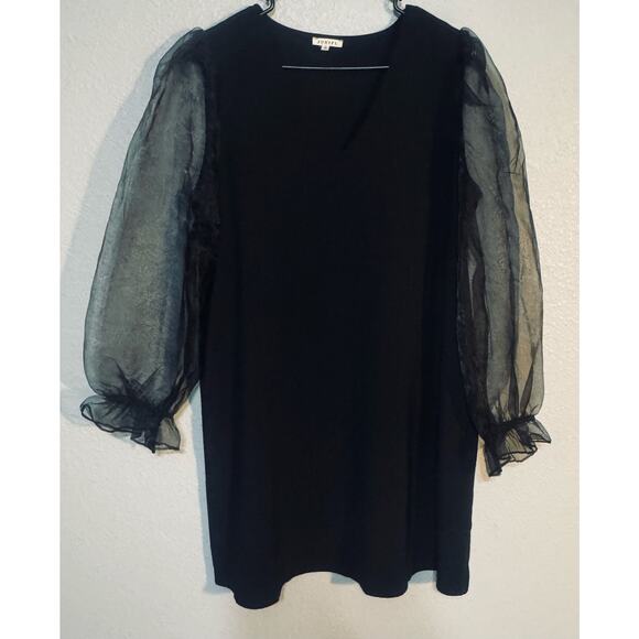 Dresses & Skirts - Jodilf Women’s Dress Large Black Sheath Semi Formal Sheer Long Sleeve V-Neck